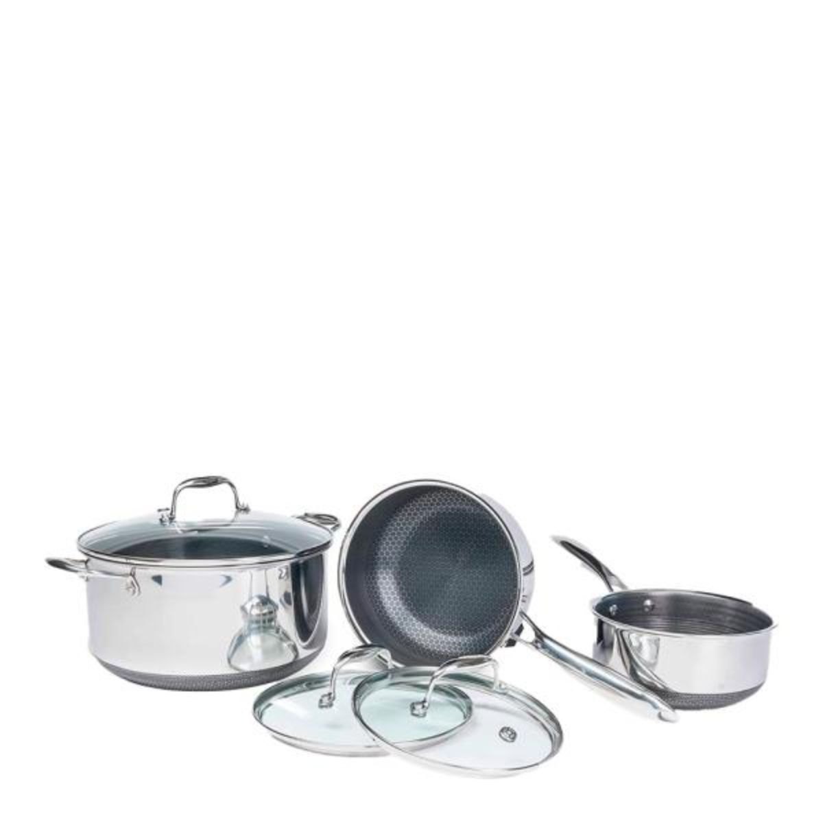 Produktbilde av Hexclad Gryte Hybrid sett 3 gryter + 3 lokk