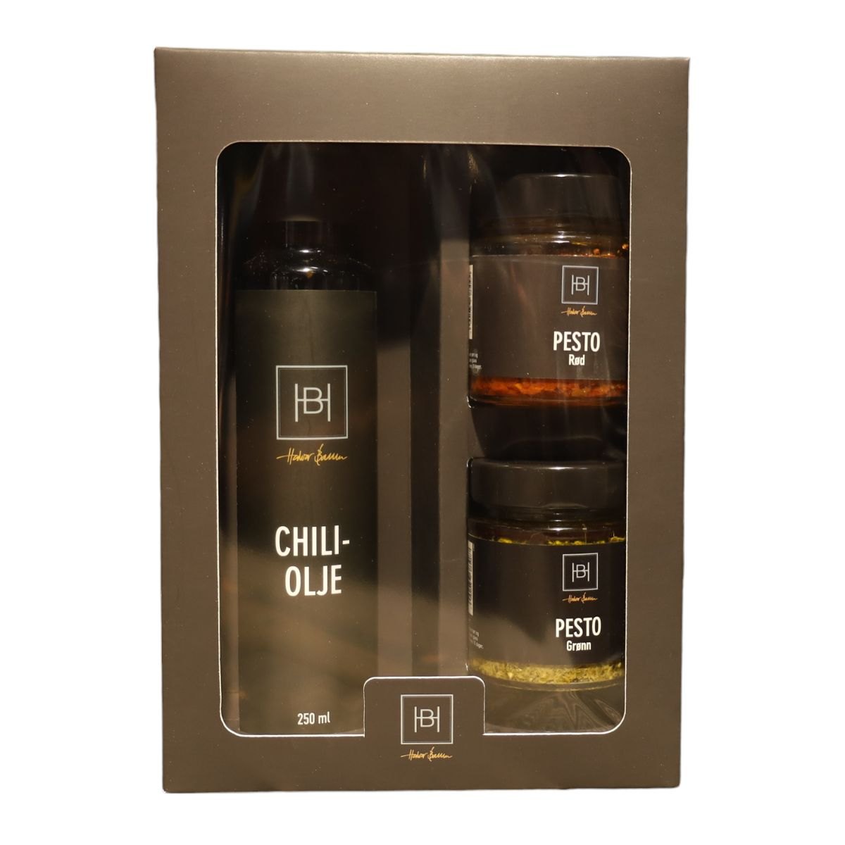 Produktbilde av Halvor Bakke Chiliolje, Rød- og Grønn Pesto - Gaveeske