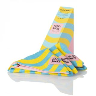 Produktbilde av Happy Sinks Kjøkkenklut Wave Yellow - 3 pk