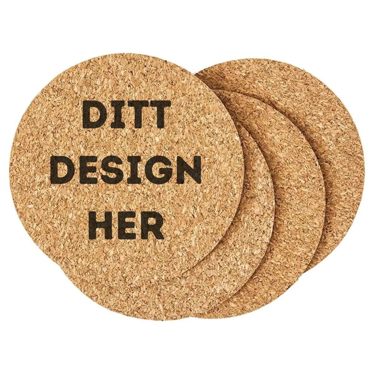 Produktbilde av Modern Cork Coaster - Lasergravert med ditt design