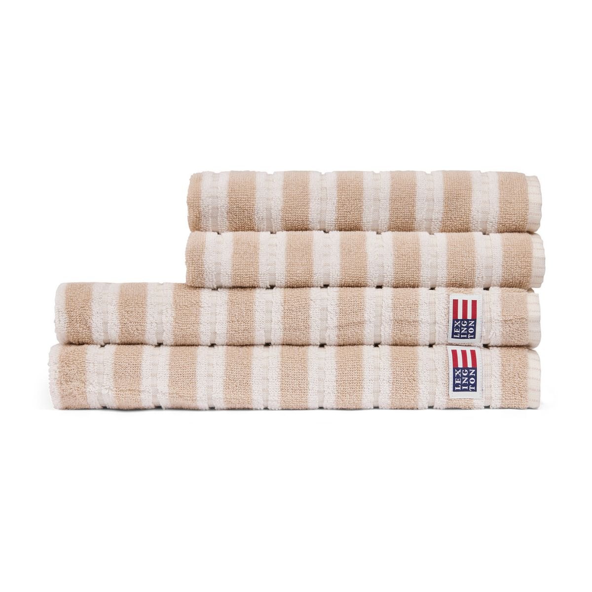 Produktbilde av Lexington Stripete frottéhåndkle - Beige/Offwhite