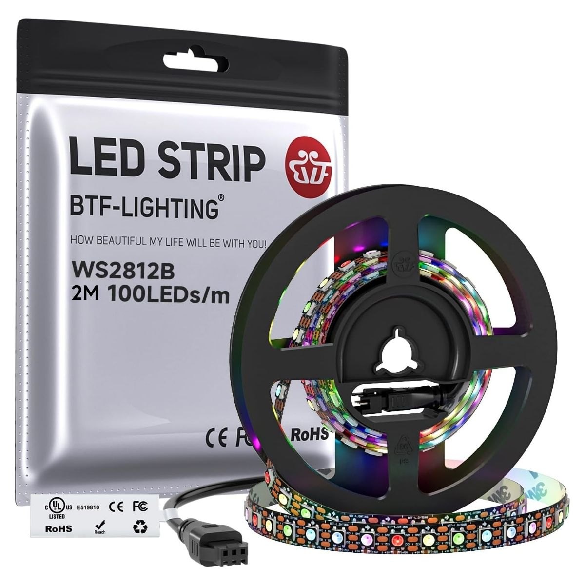 Produktbilde av BTF-Lighting WS2812B LED-stripe 100 LEDs RGB IP30 - 2 meter