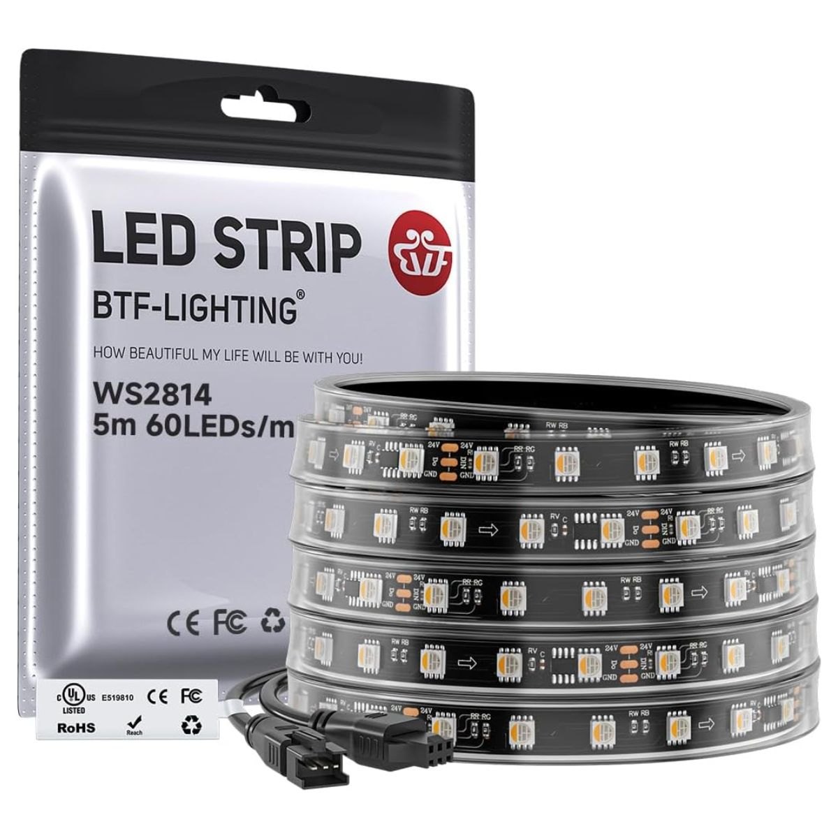Produktbilde av BTF-Lighting WS2814 4-i-1 LED-stripe 60 LEDs RGB+WW IP67 - 5 meter
