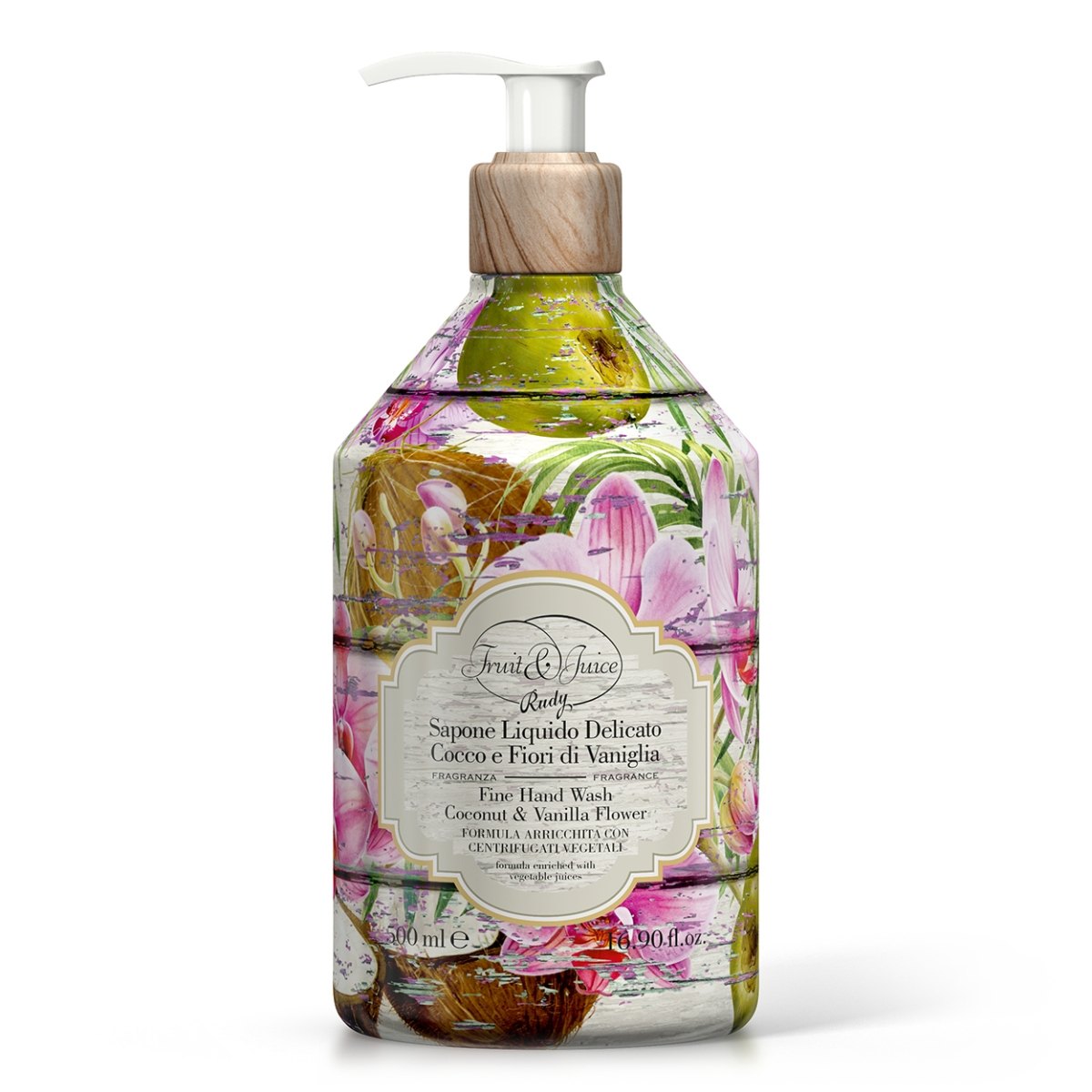 Produktbilde av Rudy Fruit & Juice flytende såpe - Coconut & Vanilla Flower